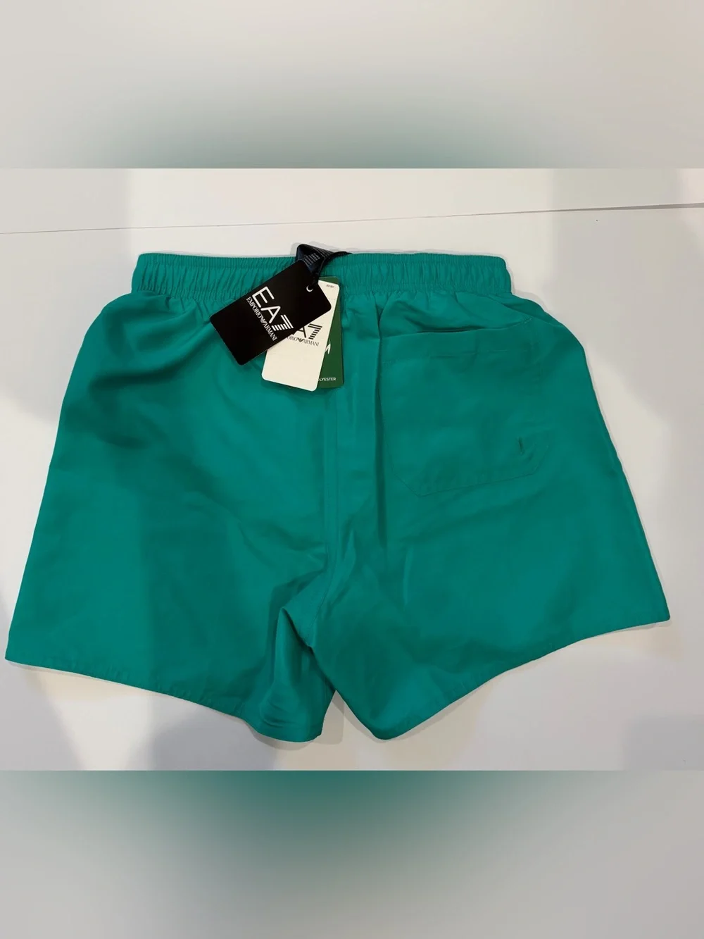 Emporio Armani Green Kids Swim Trunks with EA7 Logo